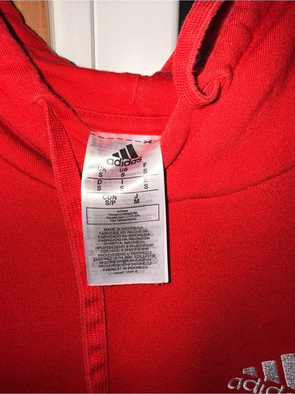 adidas Red Pullover Hoodie with White Logo